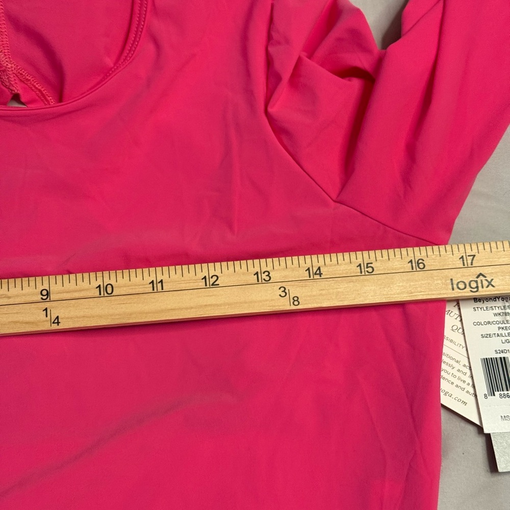 Beyond Yoga open back crop top long sleeve  pink LARGE athleisure barbiecore - Picture 10 of 11